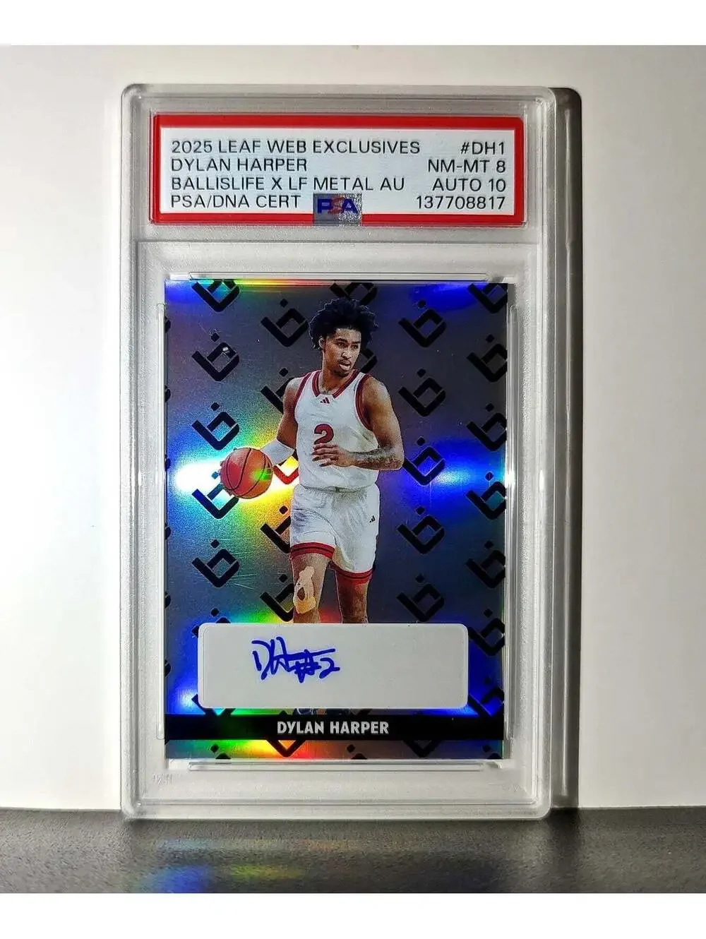 Dylan Harper 2025 Leaf Metal #BILA-DH1 Refractor PSA 8 Auto 10